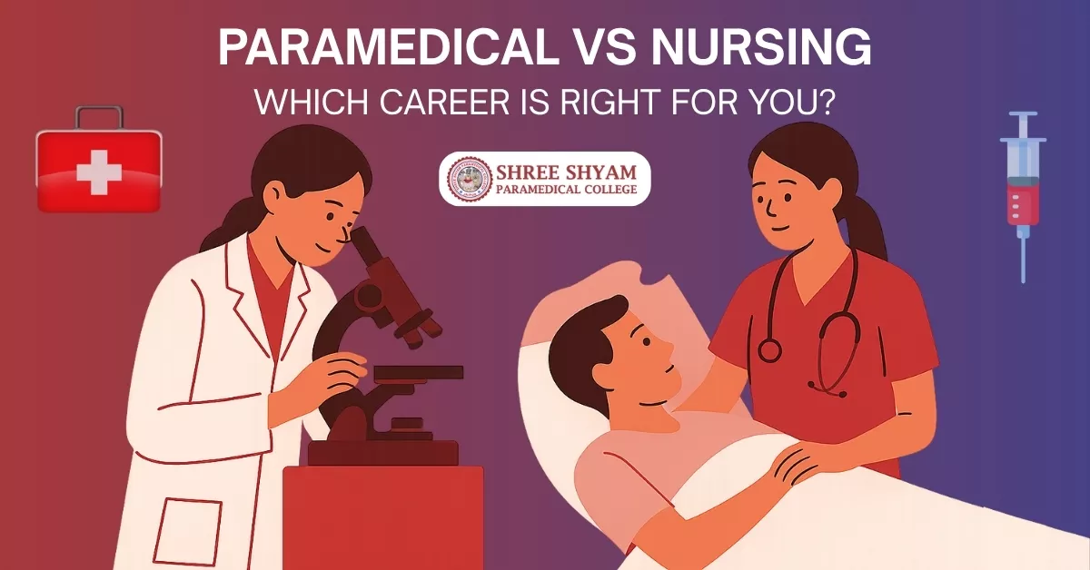 Paramedical vs nursing career comparison with student, nurse, and patient